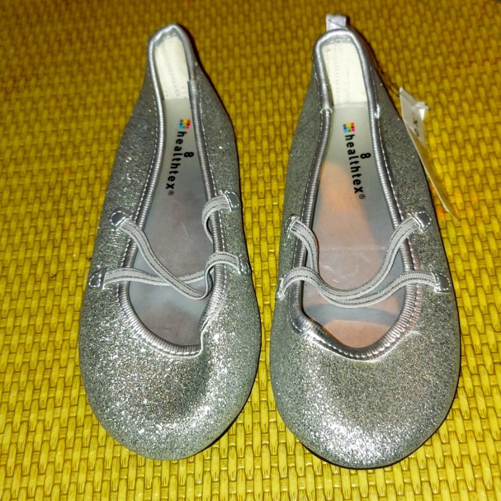 SIZE 8 Girl's Silver glitter ballet shoes